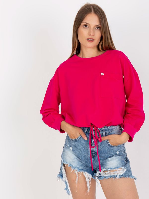 Fashionhunters Fuchsia Hoodless Hoodie with hem RUE PARIS