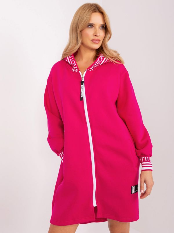 Fashionhunters Fuchsia long sweatshirt with zipper