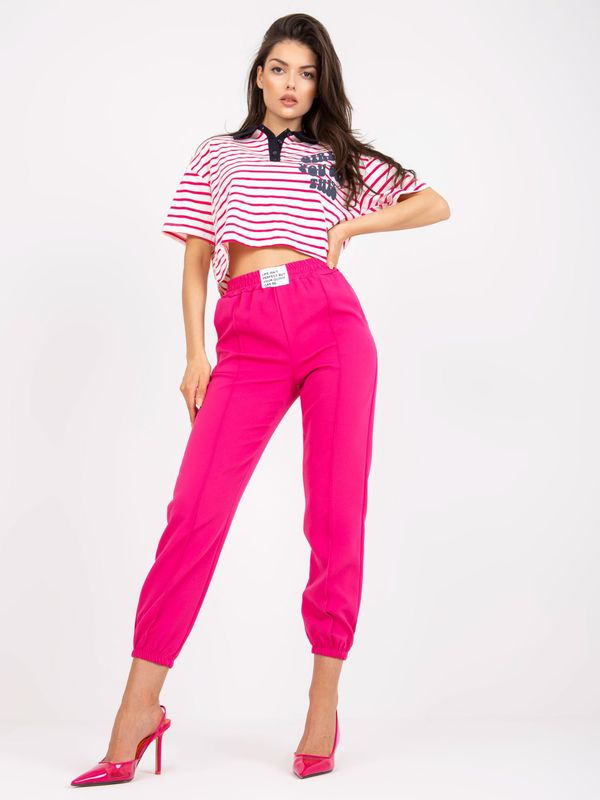 Fashionhunters Fuchsia trousers with hems