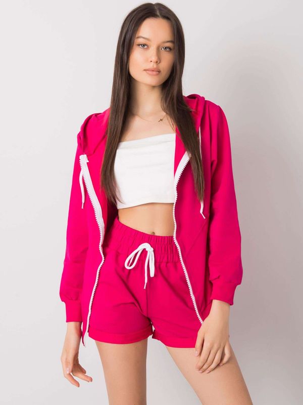 Fashionhunters Fuchsia two-piece cotton set