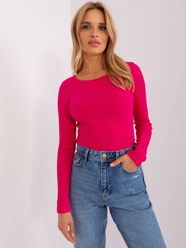 Fashionhunters Fuchsia women's basic blouse with long sleeves