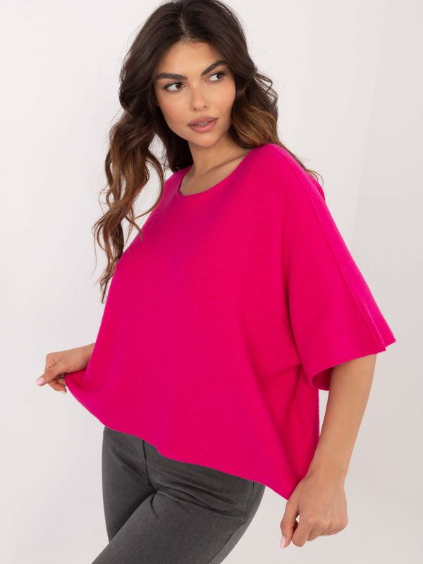 Fashionhunters Fuchsia women's oversize sweater