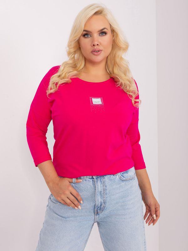 Fashionhunters Fuchsia women's oversized blouse with cuffs