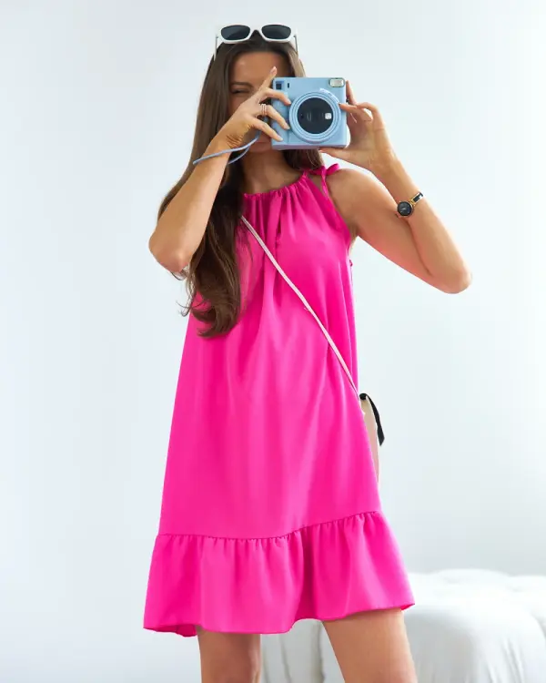 Resti Fuksija mini obleka z volančki