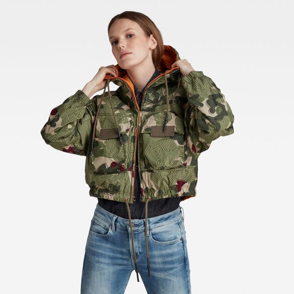 G Star G-STAR Jacket - Reversible printed hooded jacket green