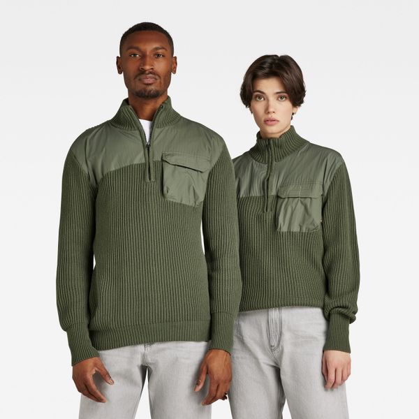 G Star G-STAR Sweater - Army half zip knit green