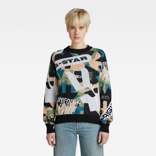 G Star G-STAR Sweater - Jacquard raglan knit multicolor