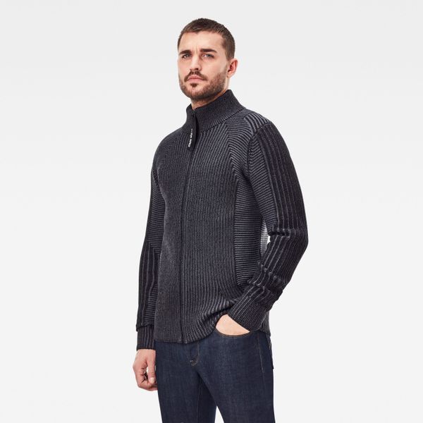 G Star G-STAR Sweater - Plated 3D Biker Zipper Through Knit L - Grey