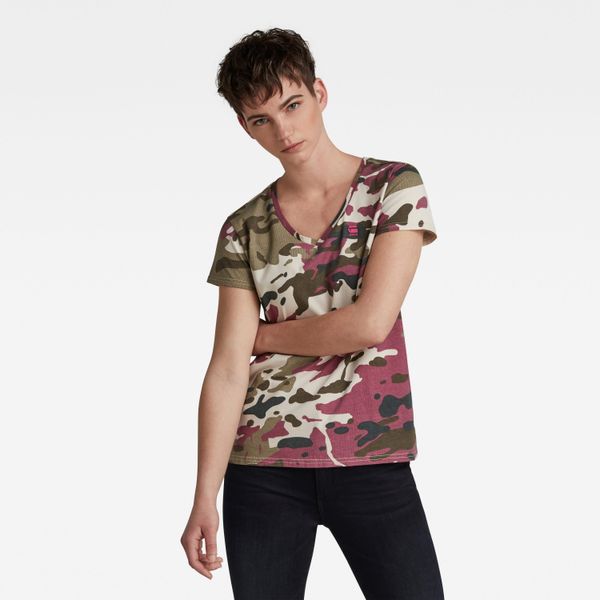 G Star G-STAR T-shirt - Allover camo print in neck with top multicolor