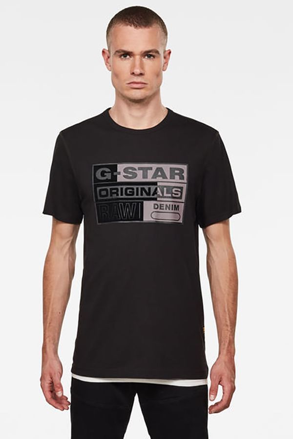 G Star G-STAR T-Shirt - Originals Flock Logo R T S\S black