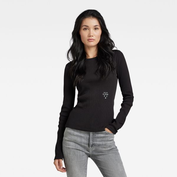 G Star G-STAR T-shirt - Slim rib boatneck l\s wmn black