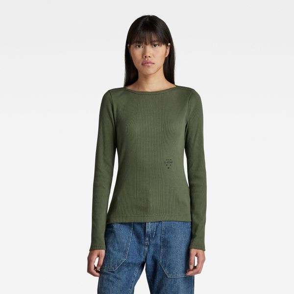 G Star G-STAR T-shirt - Slim rib boatneck l\s wmn green