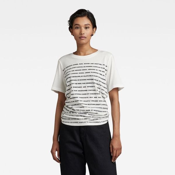 G Star G-STAR T-shirt - Stripe text r t wmn white