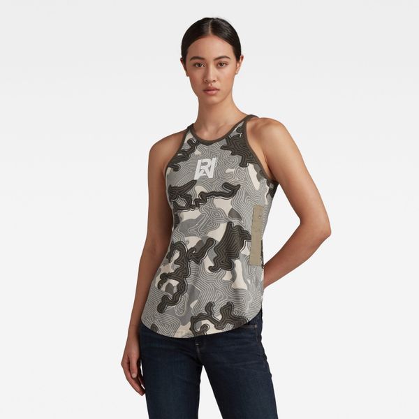 G Star G-STAR Tank top - AOP camo RAW tank green