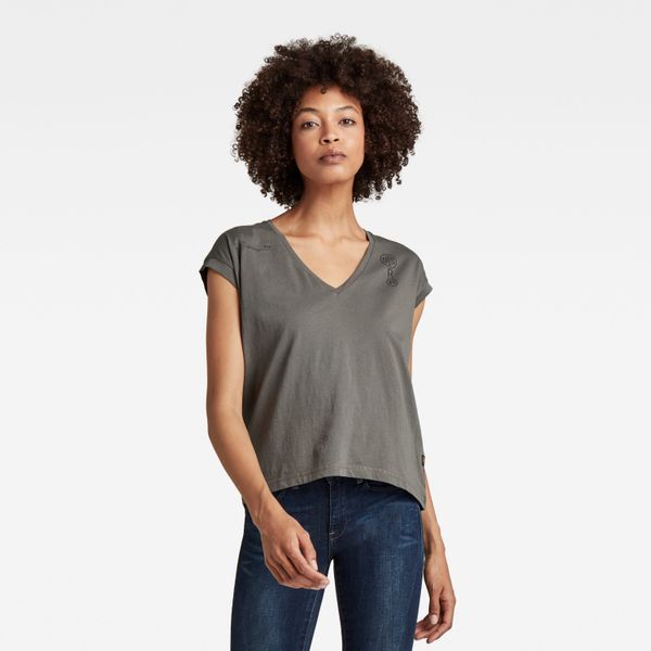 G Star G-STAR Top - Backprint loose v-neck top grey