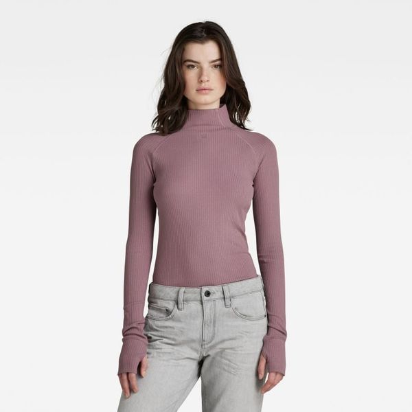 G Star G-STAR Top - Rib mock slim l\s wmn purple