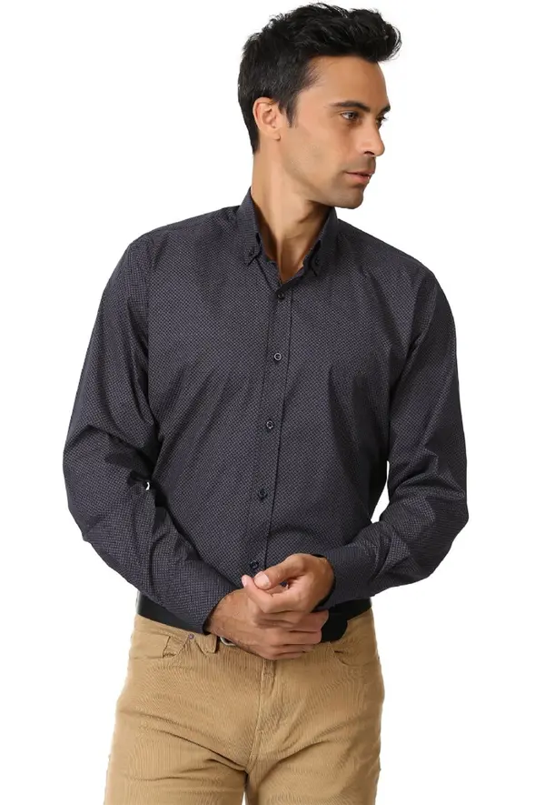 dewberry G577 DEWBERRY SHIRT-NAVY BLUE- BROWN