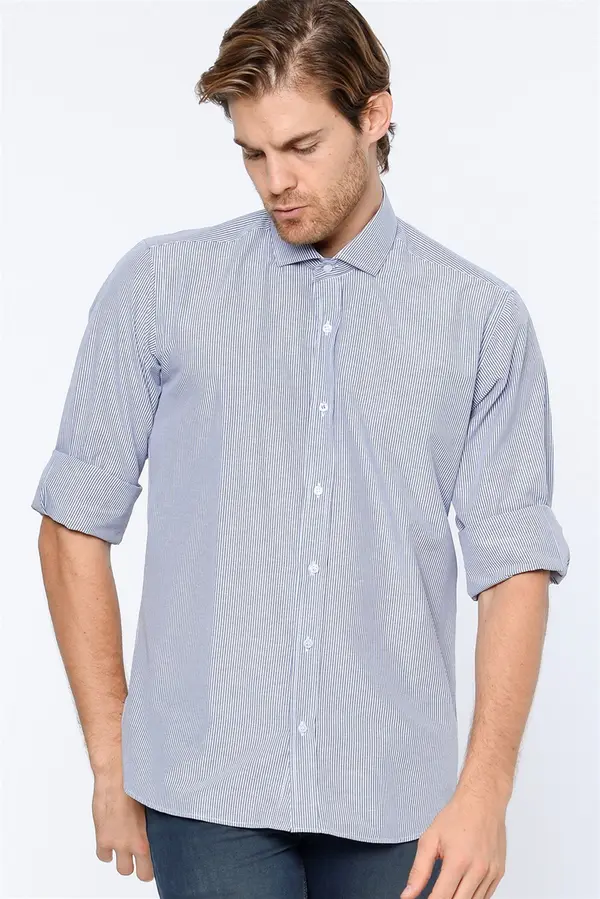 dewberry G601 DEWBERRY MEN'S SHIRT-NAVY BLUE