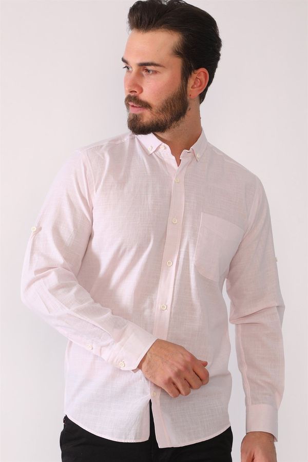 dewberry G625 DEWBERRY LINEN SHIRT-PINK