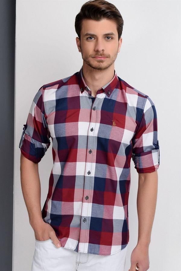 dewberry G662 DEWBERRY MEN'S SHIRT-NAVY-BURGUNDY