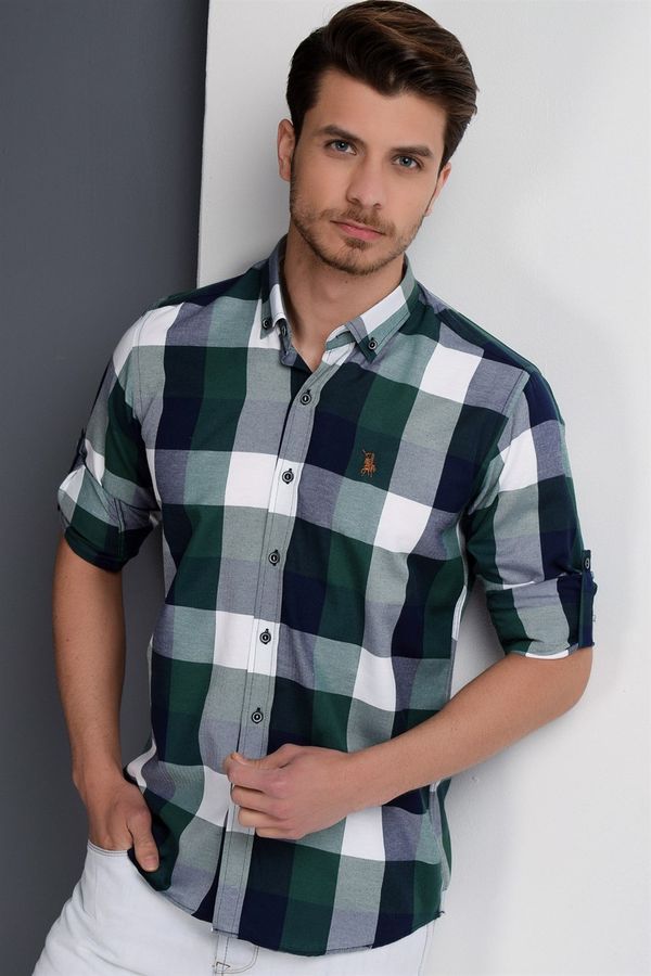 dewberry G662 DEWBERRY MEN'S SHIRT-NAVY-GREEN-GREEN