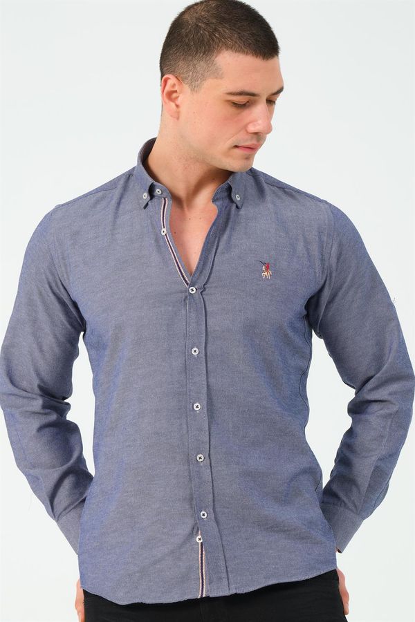 dewberry G674 DEWBERRY MEN'S SHIRT-DENIM BLUE-3