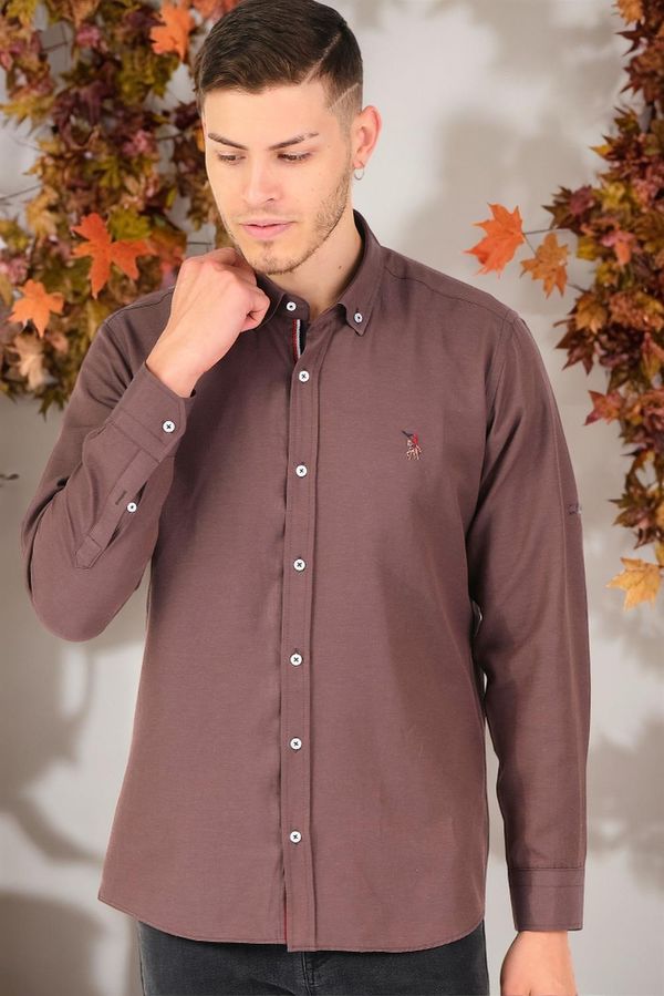 dewberry G674 DEWBERRY MEN'S SHIRT-PLAIN BROWN