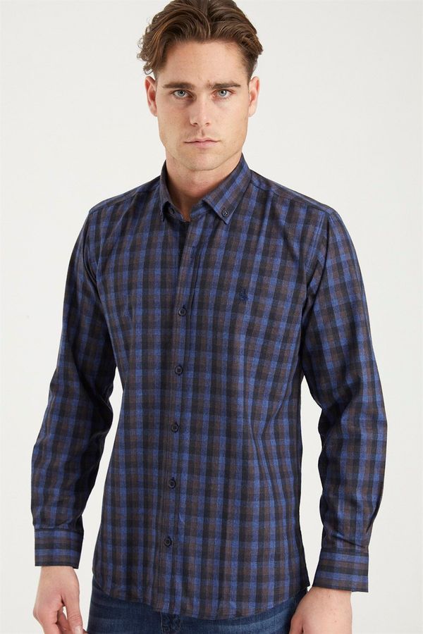 dewberry G703 DEWBERRY MEN'S SHIRT-NAVY-BROWN