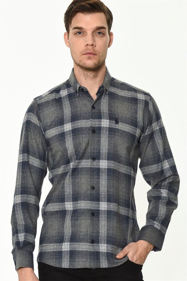 dewberry G708 DEWBERRY MEN'S SHIRT-GREY - NAVY BLUE