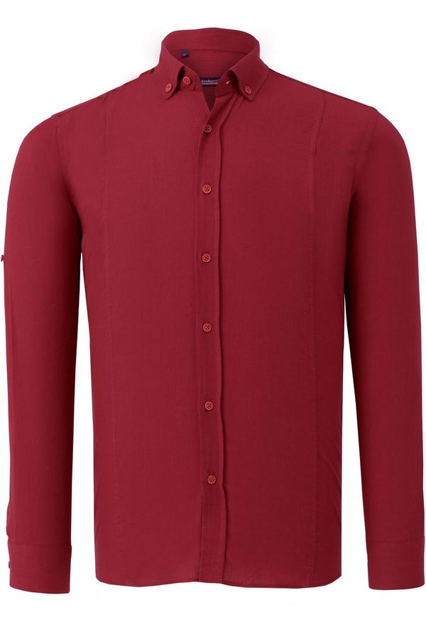 dewberry G721 DEWBERRY MEN'S SHIRT-PLAIN BURGUNDY