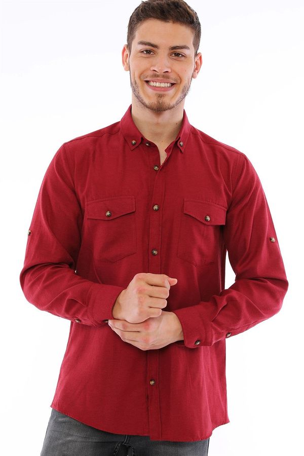 dewberry G722 DEWBERRY MEN'S SHIRT-BURGUNDY