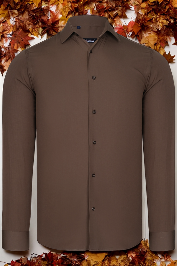 dewberry G726 DEWBERRY MEN'S SHIRT-PLAIN BROWN