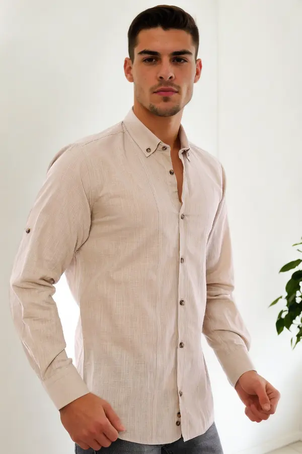 dewberry G921 DEWBERRY MEN'S SHIRT-BEIGE