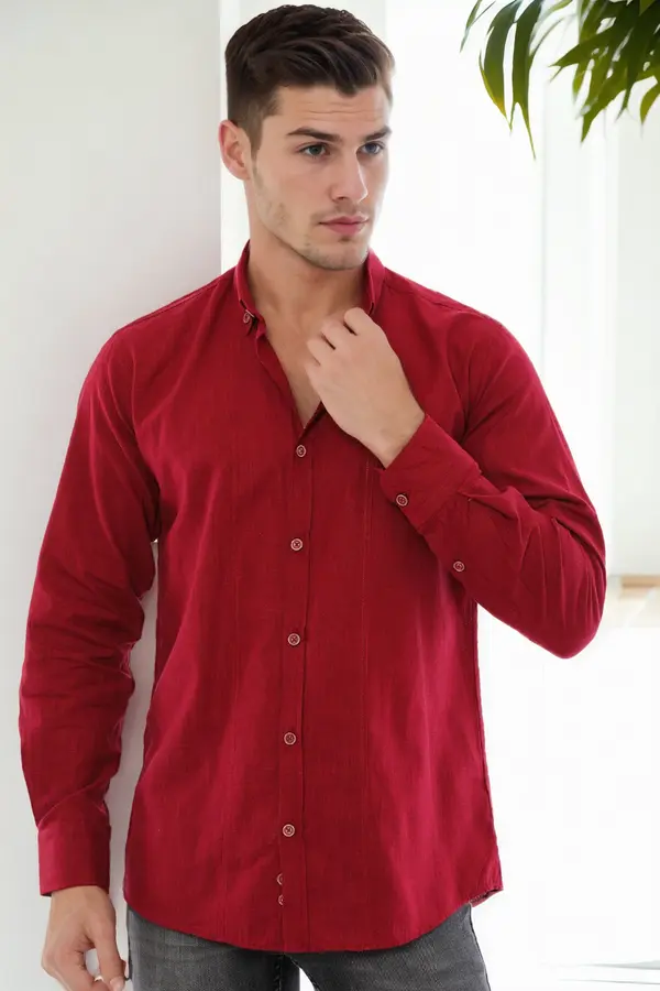 dewberry G921 DEWBERRY MEN'S SHIRT-BURGUNDY