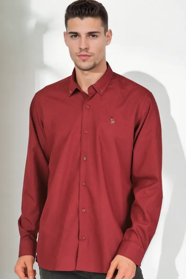 dewberry G925 DEWBERRY MEN'S SHIRT-BURGUNDY