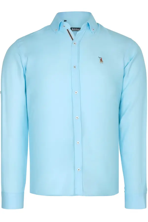 dewberry G974 DEWBERRY MEN'S SHIRT-CYAN