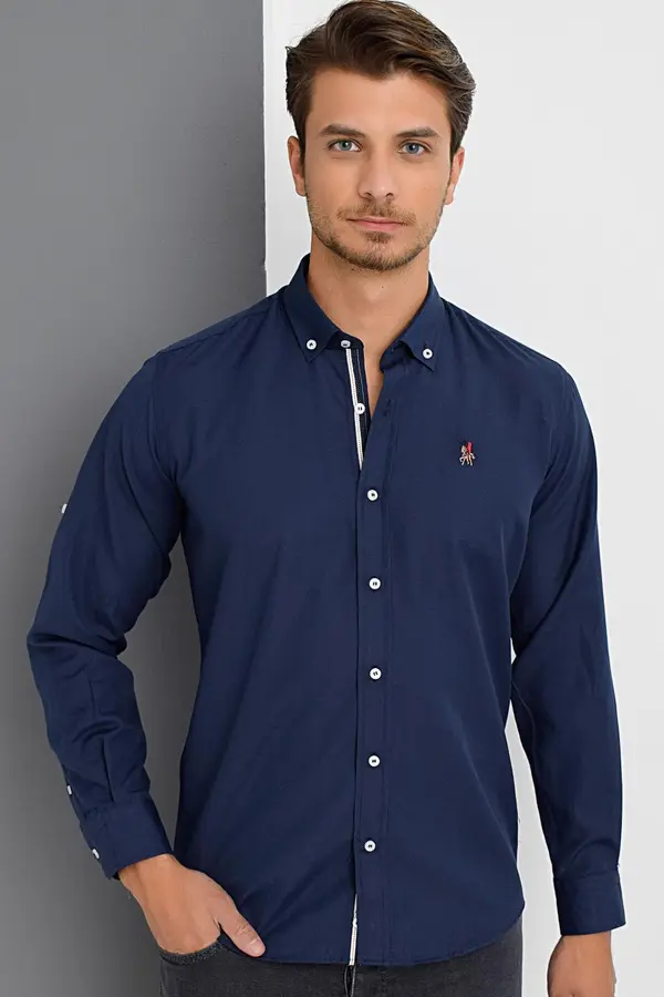dewberry G974 DEWBERRY MEN'S SHIRT-NAVY BLUE