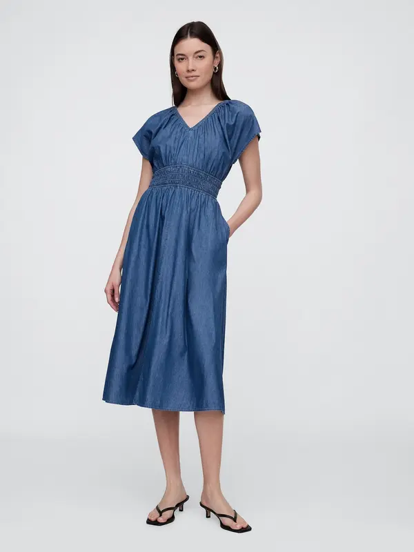 GAP GAP Chambray maxi dress with pockets Americana - Women's