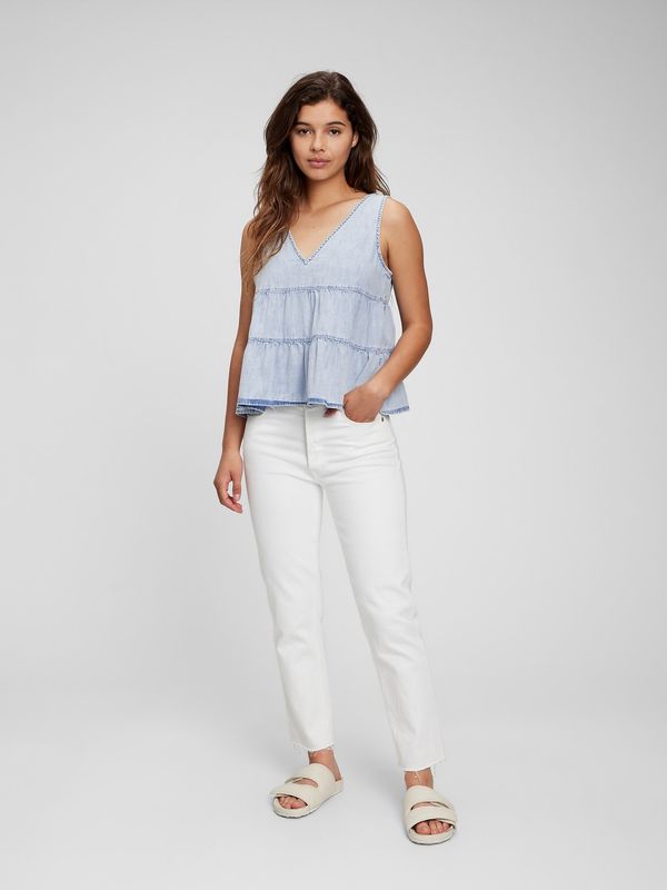 GAP GAP Denim organic top with ruffles - Women