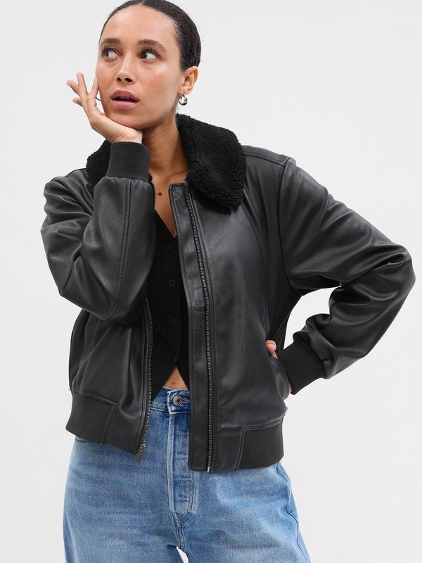 GAP GAP Faux Leather Bomber Jacket - Women