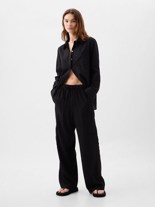 GAP GAP Linen Trousers Wide-Leg Cargo - Women