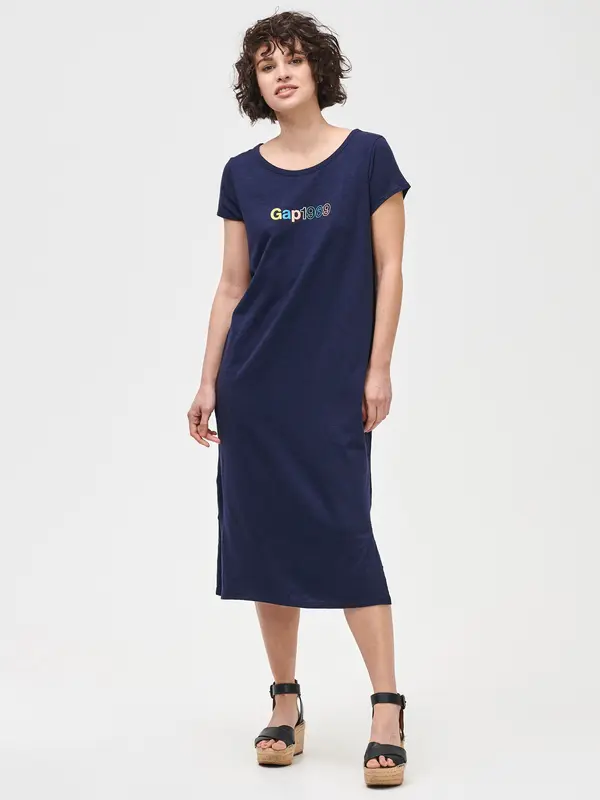 GAP GAP Logo Dress 1969 Slub Midi Dress - Ladies