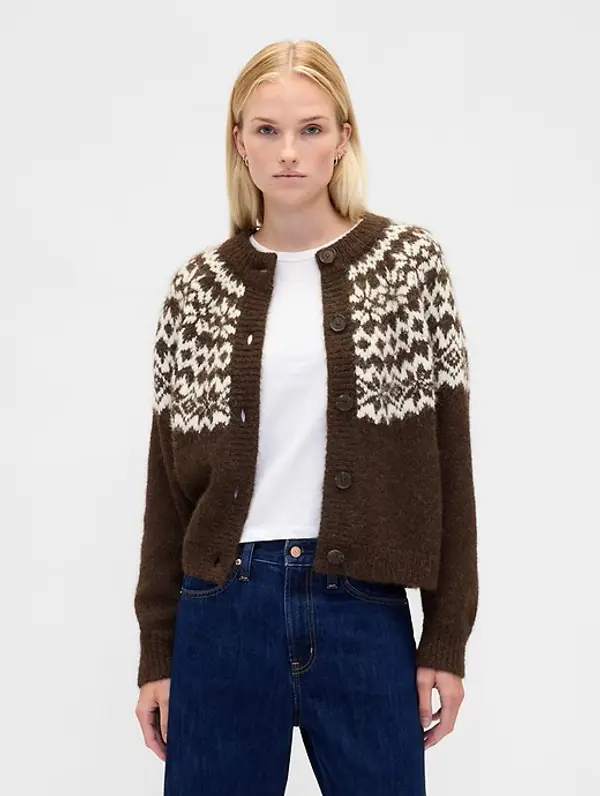 GAP GAP Oversize Cardigan Fair Isle with Wool - Women's