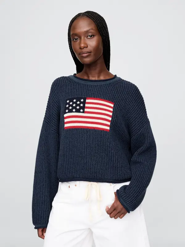 GAP GAP Oversize Crop Sweater Americana - Ladies