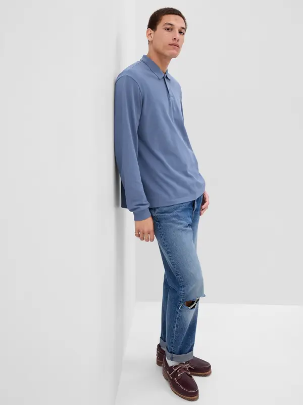 GAP GAP Polo T-Shirt Pique Long Sleeve - Mens