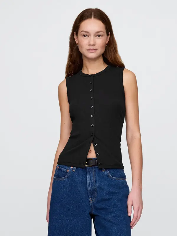 GAP GAP Ribbed cardigan vest - Women's