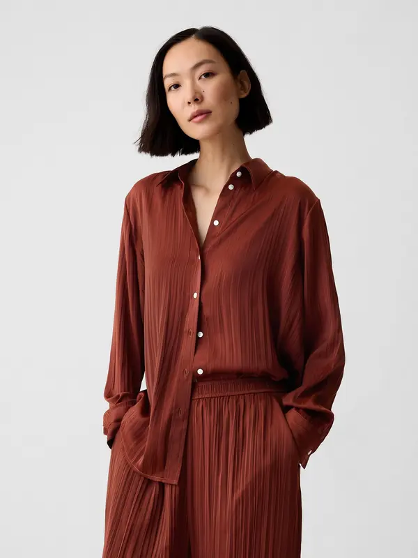 GAP GAP Satin Boyfriend Shirt - Women