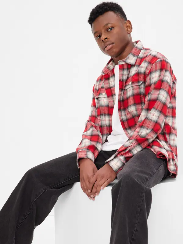 GAP GAP Teen Flannel Plaid Shirt - Boys