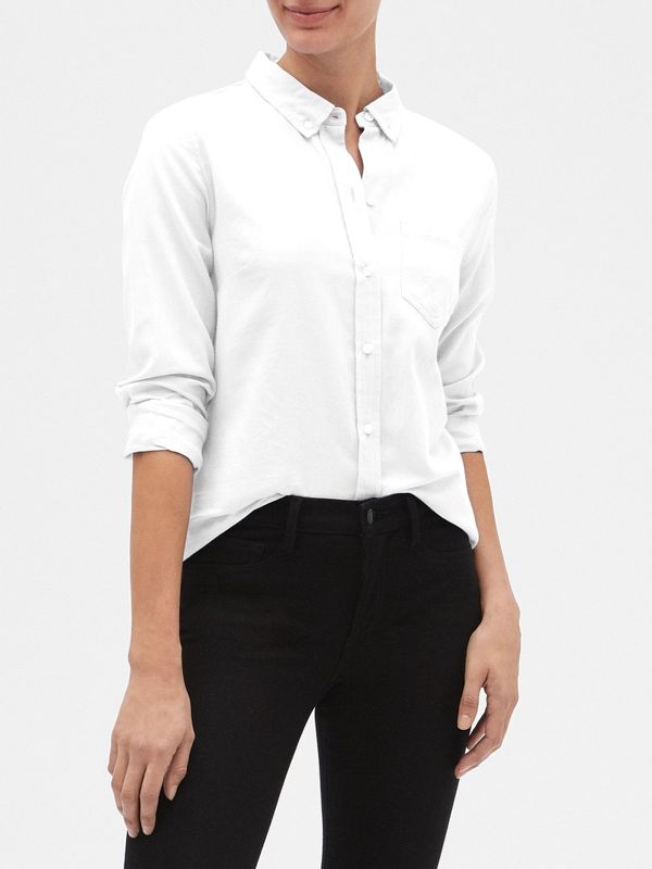 GAP GAP White women's v-fitted boyfriend shirt oxf