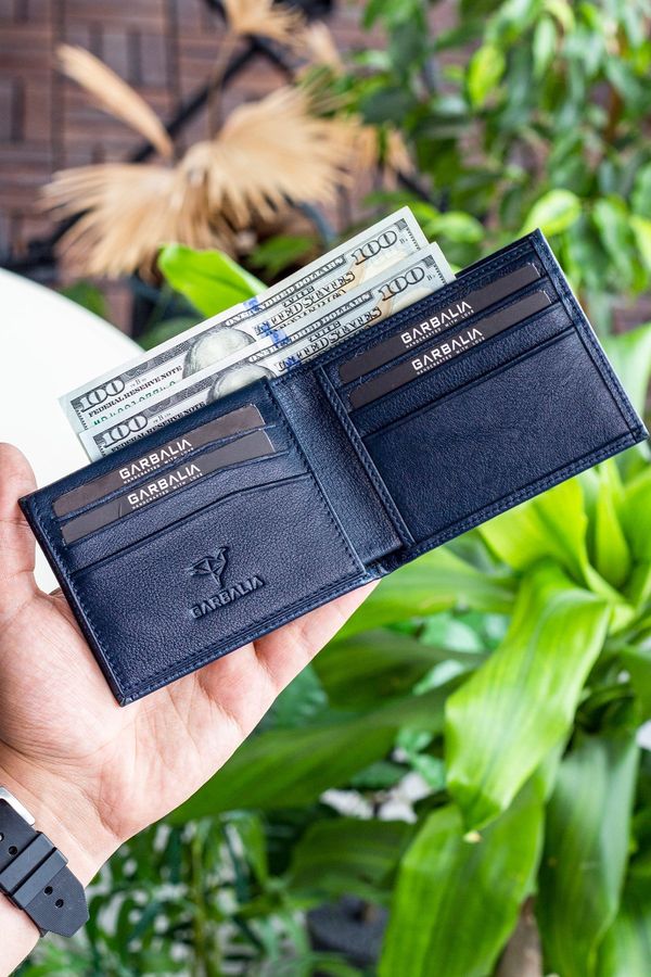Garbalia Garbalia Navy Blue Genuine Leather Men's Card Holder Wallet